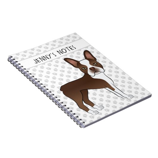 Schokolade Boston Terrier Niedlich Cartoon Dog & T Notizblock (Rechte Seite)