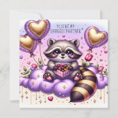 Schokolade Box Raccoon Valentine Card Feiertagskarte (Vorderseite)