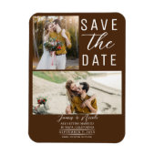 Schokolade Braun 2 Fotos Save the Date Hochzeit Magnet (Vertikal)