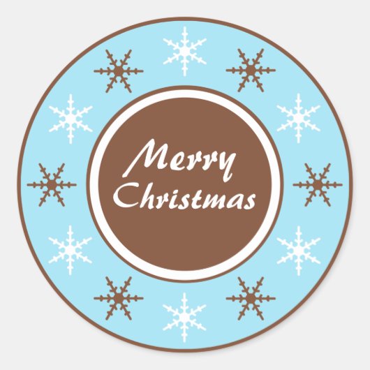 Schokolade Braun & Blau Weihnachtskleber Runder Aufkleber (Vorderseite)