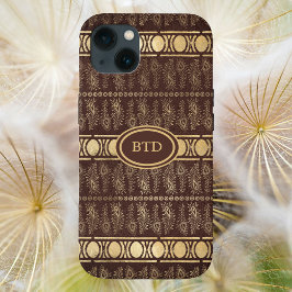 Schokolade Braun Bohemisches Monogramm Abstrakt Case-Mate iPhone 14 Hülle