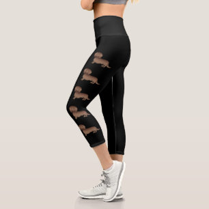 Schokolade Braun Dackel Cartoon Hunde Capri Leggings