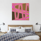 Schokolade Braun Hot Pink Moderne Abstrakte Welle Leinwanddruck (Insitu (Schlafzimmer))