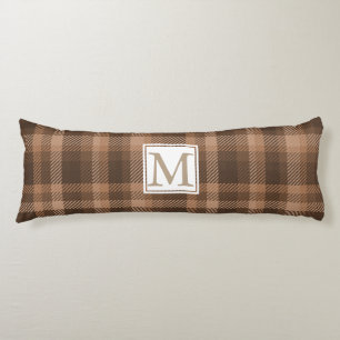 Schokolade Braun Kariert Mit Monogramm Seitenschläferkissen
