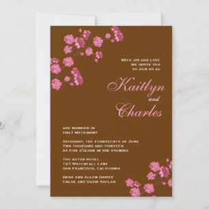 Schokolade Braun Rosa Blume Hochzeit Einladung