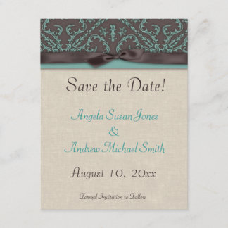 Schokolade Braun Turqoise Save the Date