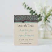 Schokolade Braun Turqoise Save the Date (Stehend Vorderseite)