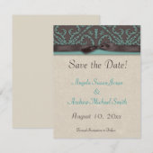 Schokolade Braun Turqoise Save the Date (Vorne/Hinten)