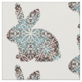Schokolade Braun und Blues Mandala Bunny Stoff (Nahaufnahme)
