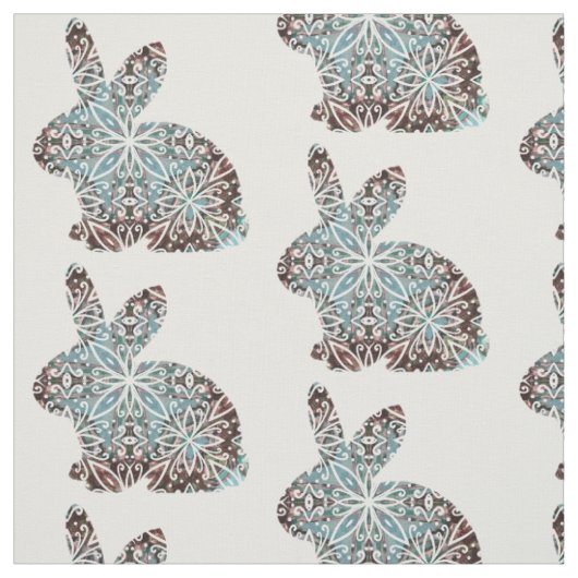 Schokolade Braun und Blues Mandala Bunny Stoff (Muster)