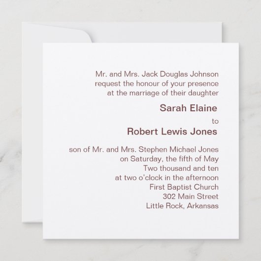 Schokolade Braun und Gold Minimalistische Einladun Einladung (Rückseite)