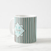 Schokolade Braun und Minze Grünstreifen Monogramm Kaffeetasse (Vorderseite Links)