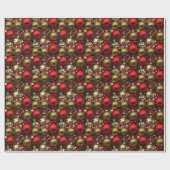 Schokolade Braun und Ruby Rote Weihnachtsschmuck Geschenkpapier (Flach)