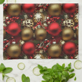 Schokolade Braun und Ruby Rote Weihnachtsschmuck Geschirrtuch (Gefaltet)