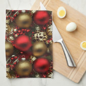 Schokolade Braun und Ruby Rote Weihnachtsschmuck Geschirrtuch (Viertel Falte)