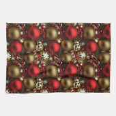 Schokolade Braun und Ruby Rote Weihnachtsschmuck Geschirrtuch (Horizontal)