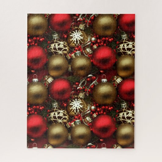 Schokolade Braun und Ruby Rote Weihnachtsschmuck Puzzle (Vertikal)