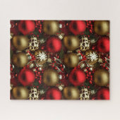Schokolade Braun und Ruby Rote Weihnachtsschmuck Puzzle (Horizontal)