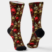 Schokolade Braun und Ruby Rote Weihnachtsschmuck Socken (Gewinkelt)