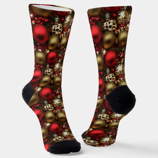 Schokolade Braun und Ruby Rote Weihnachtsschmuck Socken (Gewinkelt)