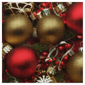 Schokolade Braun und Ruby Rote Weihnachtsschmuck Stoff (Nahaufnahme)