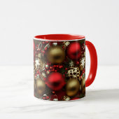 Schokolade Braun und Ruby Rote Weihnachtsschmuck Tasse (VorderseiteRechts)