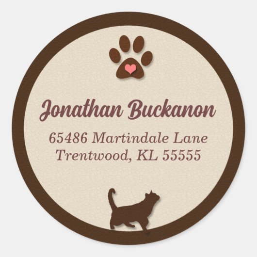 Schokolade Braun und Tan Cat Themed Runder Aufkleber (Vorderseite)