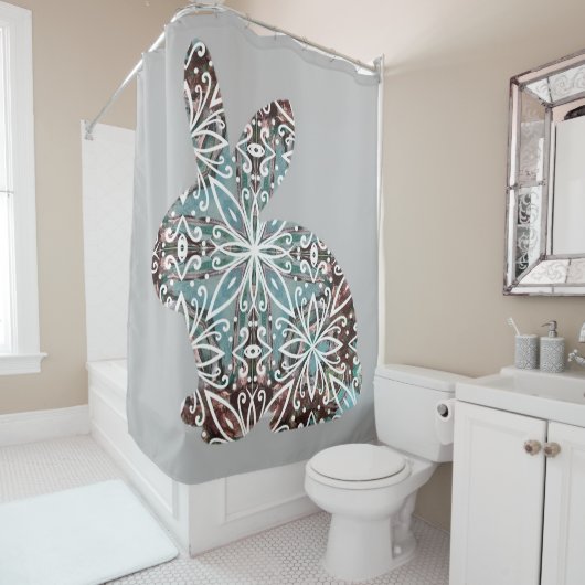 Schokolade Braun und Türkisblau Mandala Duschvorhang (Beispiel)