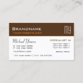 Schokolade braun und weiß mit Initialen elegant Visitenkarte (Rückseite)