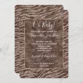 Schokolade Braun Zebra Glitzer Babydusche Einladung (Vorne/Hinten)