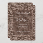 Schokolade Braun Zebra Glitzer Einladung (Vorne/Hinten)