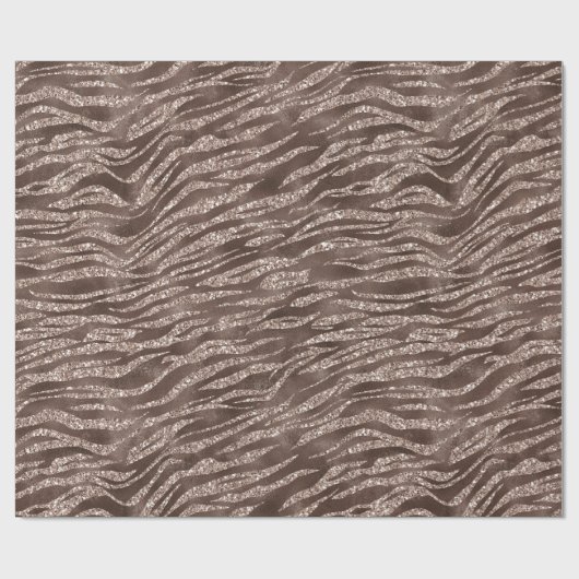 Schokolade Braun Zebra Glitzer Geschenkpapier (Flach)