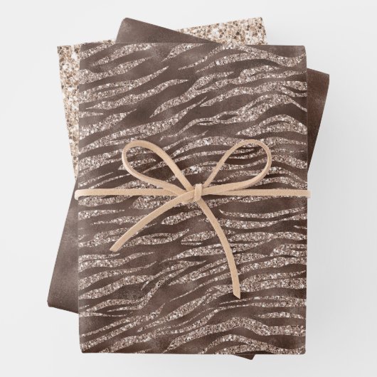 Schokolade Braun Zebra Glitzer Geschenkpapier Set (Beispiel)