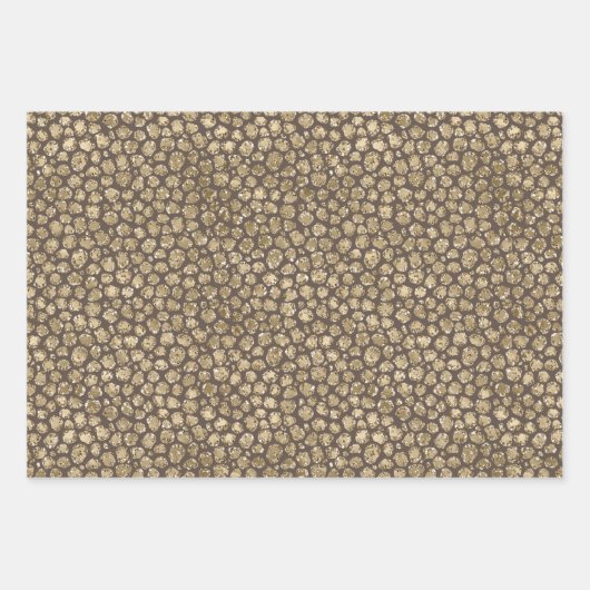 Schokolade Braune Goldbarren-Punkte Leopard  Geschenkpapier Set (Vorderseite 3)