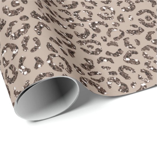 Schokolade Braune Mocha Cream Leopard Glitzer Geschenkpapier (Rolleneckpunkt)