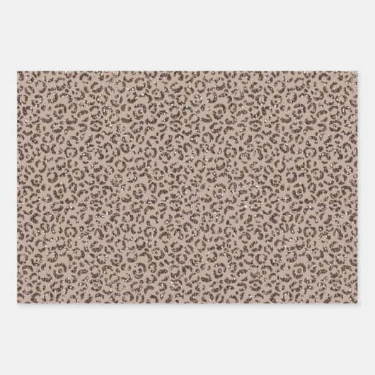 Schokolade Braune Mocha Cream Leopard Glitzer Geschenkpapier Set (Vorderseite 3)
