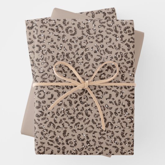 Schokolade Braune Mocha Cream Leopard Glitzer Geschenkpapier Set (Beispiel)