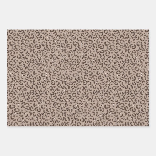 Schokolade Braune Mocha Cream Leopard Glitzer Geschenkpapier Set (Vorderseite)