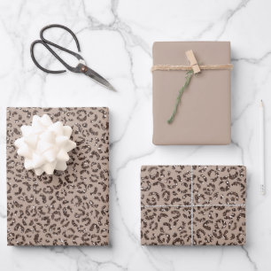 Schokolade Braune Mocha Cream Leopard Glitzer Geschenkpapier Set