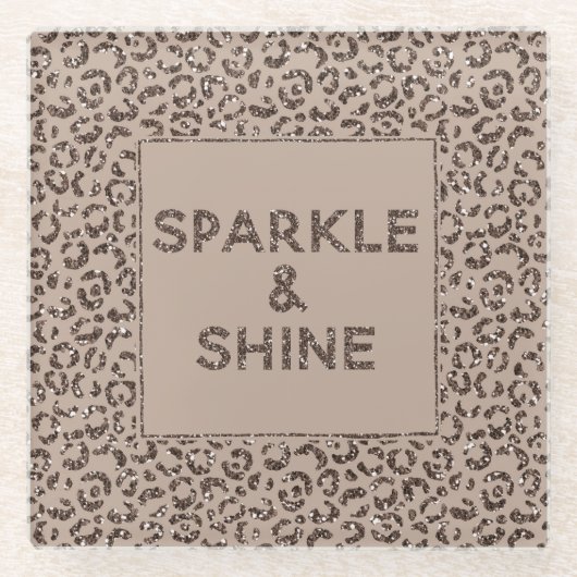 Schokolade Braune Mocha Cream Leopard Glitzer Shin Glasuntersetzer (Vorderseite)