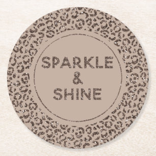 Schokolade Braune Mocha Cream Leopard Glitzer Shin Runder Pappuntersetzer