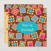 Schokolade Braune Patchwork Quilt Block Art Einladung (Vorne/Hinten)