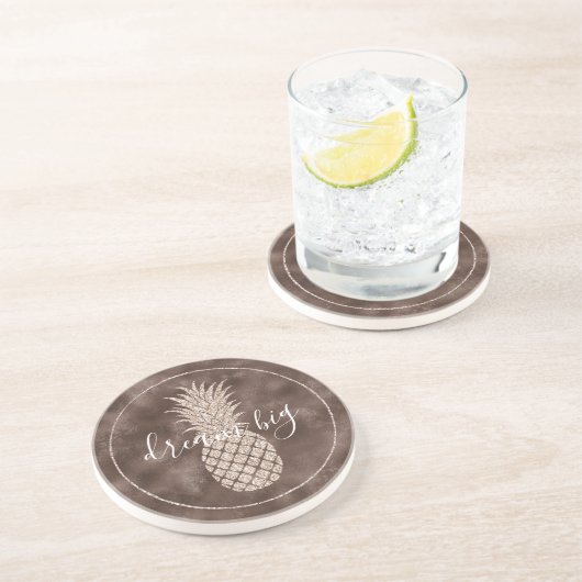 Schokolade Brauner Glitzer Ananas Getränkeuntersetzer (Seite)