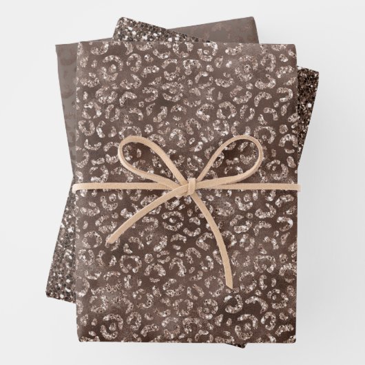 Schokolade Brauner Glitzer Leopard Geschenkpapier Set (Beispiel)