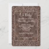 Schokolade Brauner Leopard Print Glitzer Einladung (Vorderseite)