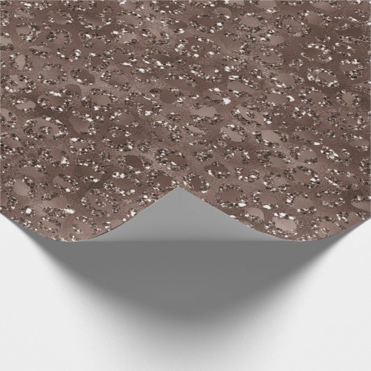 Schokolade Brauner Leopard Print Glitzer Geschenkpapier (Ecke)