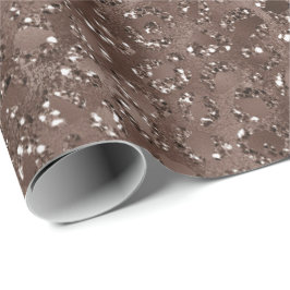 Schokolade Brauner Leopard Print Glitzer Geschenkpapier