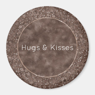 Schokolade Brauner Leopard Print Glitzer Magnet