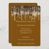 Schokolade Braunes Eis Creme Glitzer Tropfen Gebur Einladung (Vorne/Hinten)