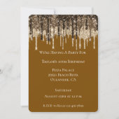 Schokolade Braunes Eis Creme Glitzer Tropfen Gebur Einladung (Vorderseite)